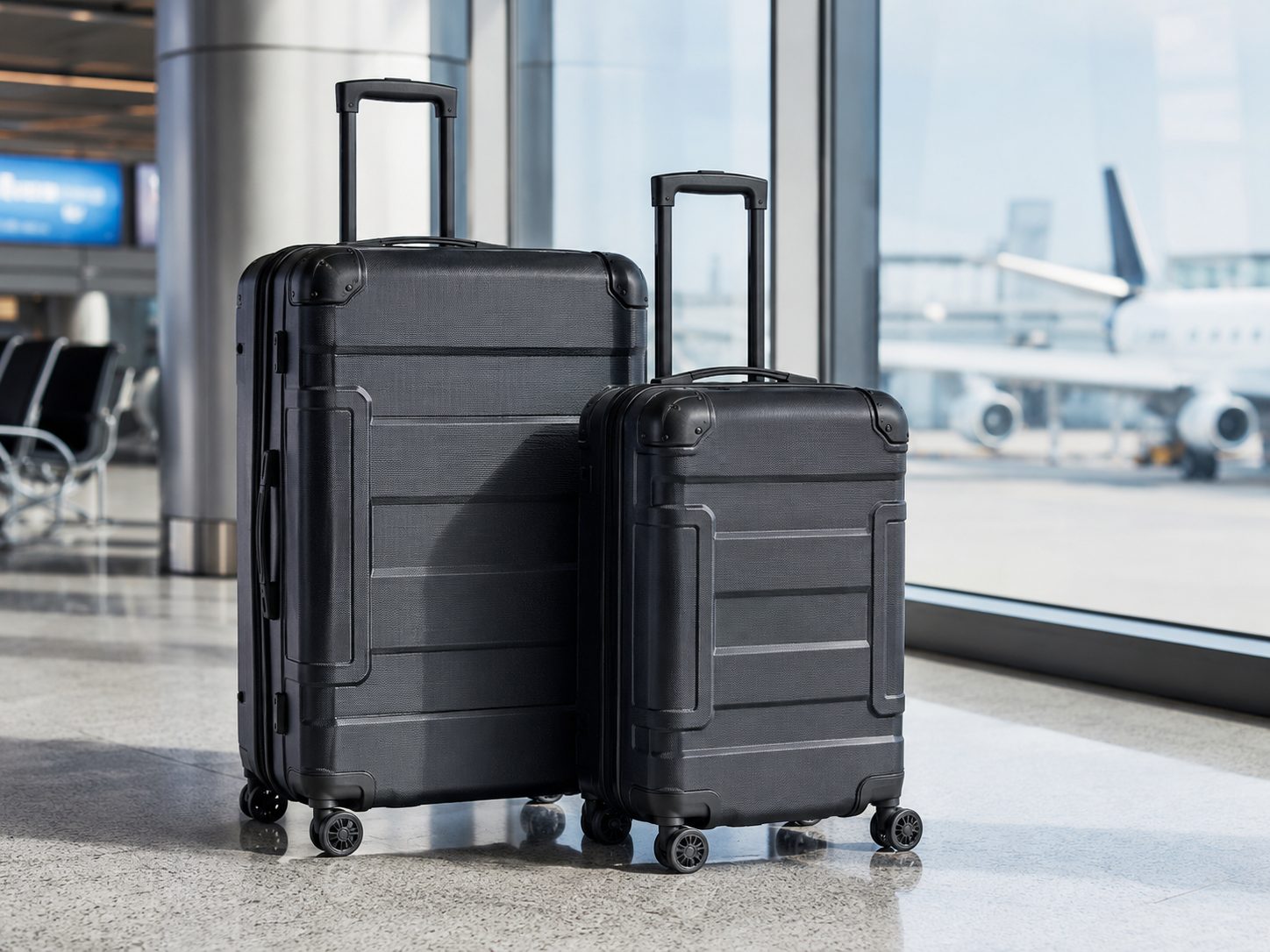 Black hardshell luggage set for private-label wholesale distribution